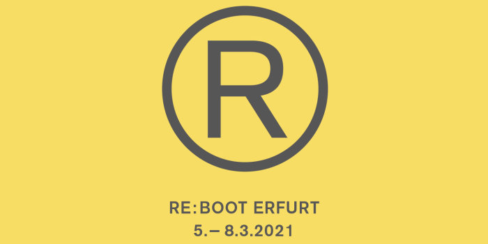 ein Plakat mit dem Schriftzug "RE:BOOT Erfurt 5. – 8.3.2021"