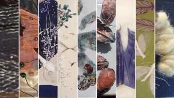 Foto: Cover TAT © Stadtverwaltung Erfurt/ Museum für Thüringer Volkskunde neun Streifen mit Detailaufnahmen von textilen Insekten