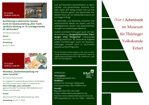 : Vor-Adventsprogramm des Volkskundemuseums
