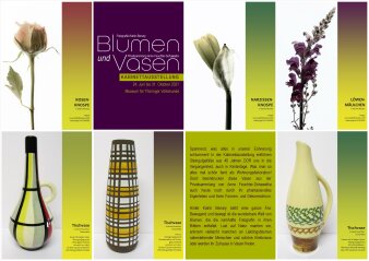 Foto: Kabinettausstellung Blumen und Vasen © Stadtverwaltung Erfurt Poster mit drei Blumen und drei Vasen für die Kabinettausstellung Blumen und Vasen